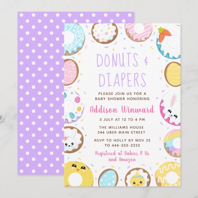 Doughnuts Easter Baby Shower Invitation (Front/Back)
