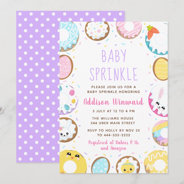 Doughnuts Easter Baby Sprinkle Invitation (Front/Back)