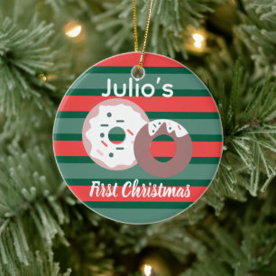 Doughnuts First Christmas Merry Christmas Ceramic Tree Decoration