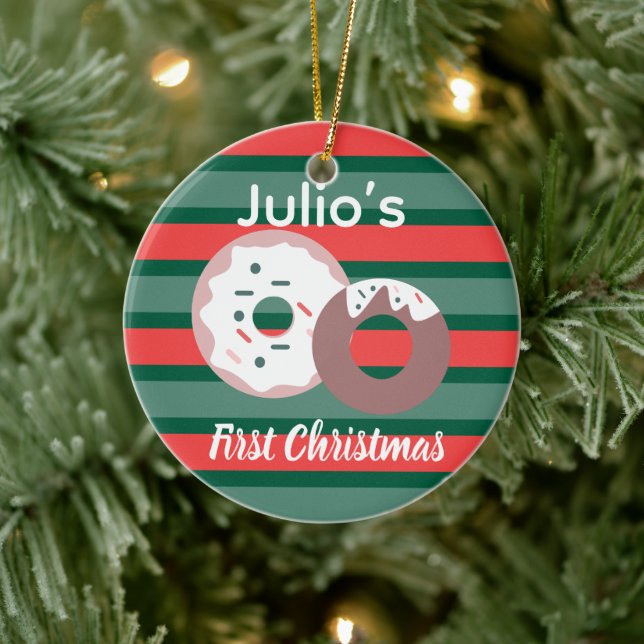 Doughnuts First Christmas Merry Christmas Ceramic Tree Decoration (Tree)