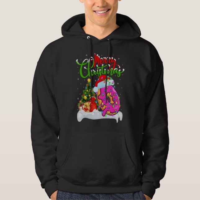Doughnuts Food Lover Xmas Decorations Santa Doughn Hoodie (Front)