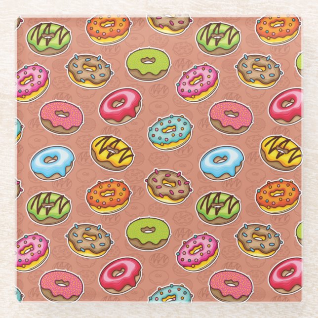 Doughnuts  glass coaster (Front)