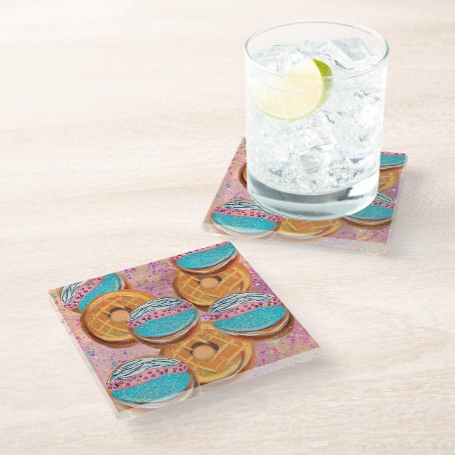Doughnuts Glass Coaster (Angled)