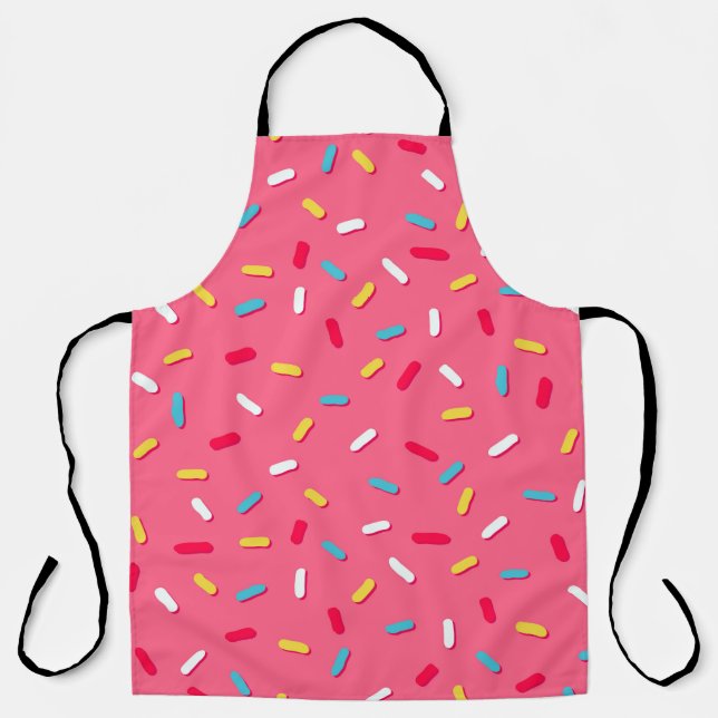 Doughnut's glaze seamless pattern, pink background apron (Front)