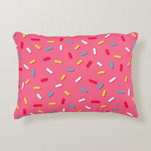 Doughnut's glaze seamless pattern, pink background decorative cushion