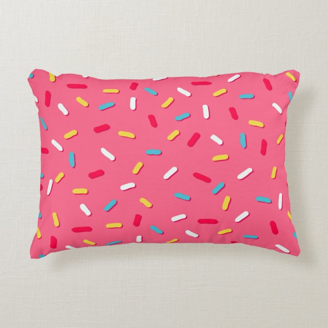 Doughnut's glaze seamless pattern, pink background decorative cushion (Front)