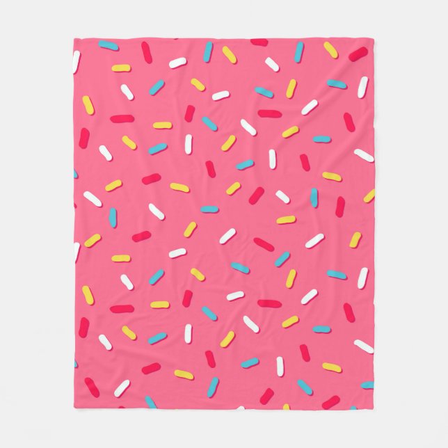 Doughnut's glaze seamless pattern, pink background fleece blanket (Front)