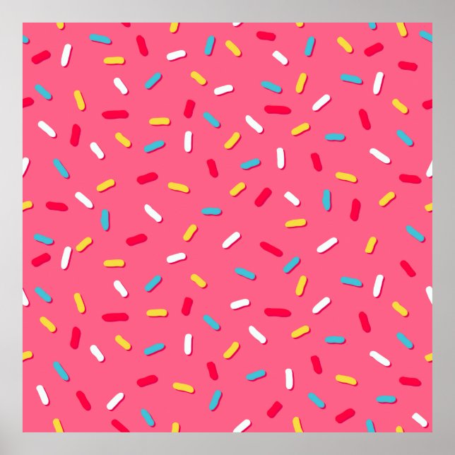 Doughnut's glaze seamless pattern, pink background poster (Front)