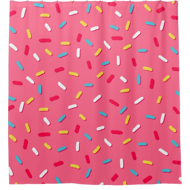 Doughnut's glaze seamless pattern, pink background shower curtain (Front)