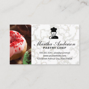 Doughnuts Gold White Marble Black Marble Business Card