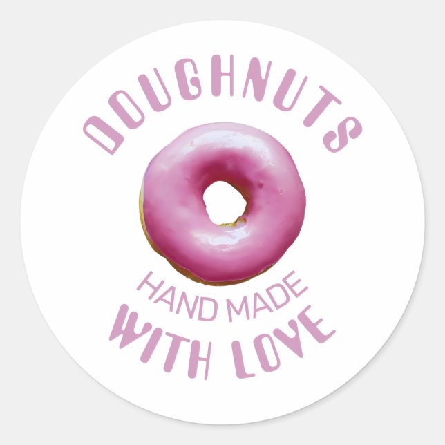 Doughnuts handmade with love classic round sticker (Front)