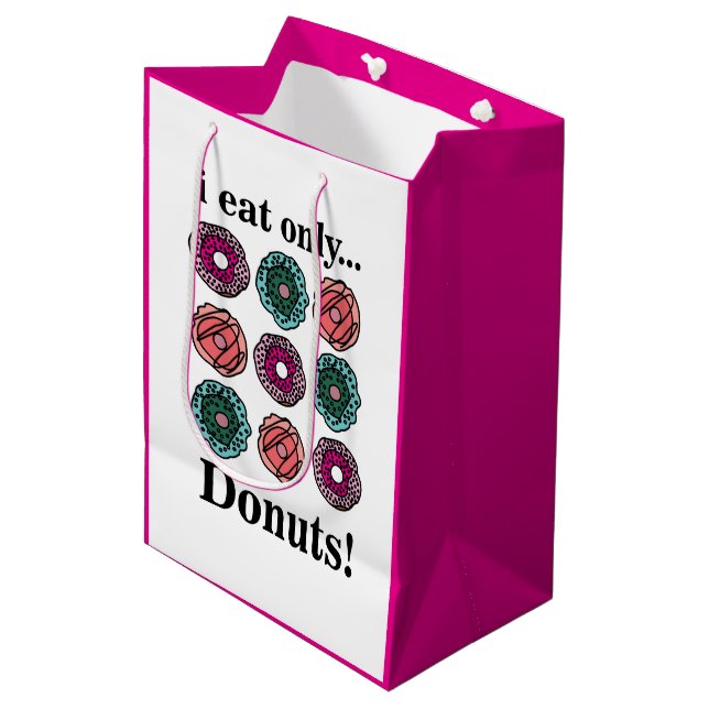 Doughnuts I Eat Only Doughnuts Medium Gift Bag (Front Angled)
