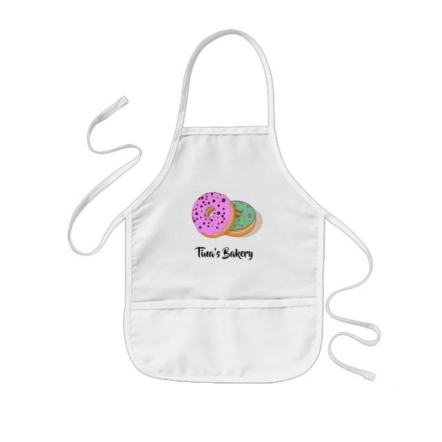 Doughnuts in pink and mint green with text kids apron (Front)