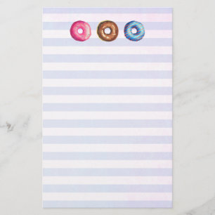 Doughnuts In Pink Chocolate And Blue Stationery