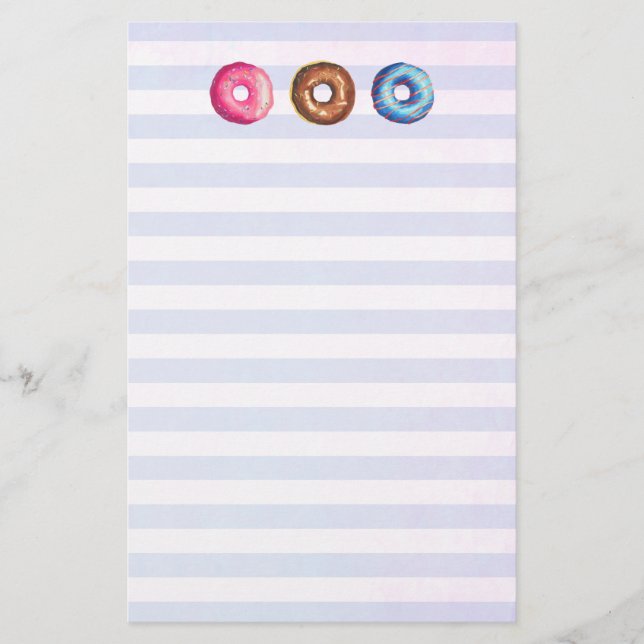 Doughnuts In Pink Chocolate And Blue Stationery (Front)