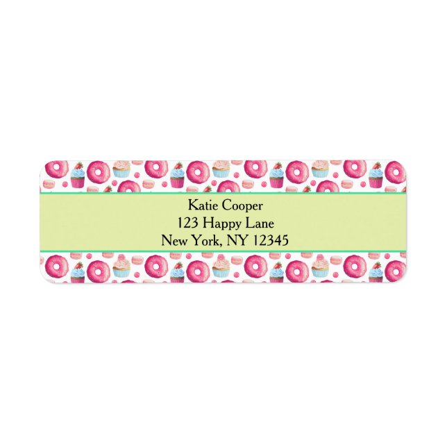 Doughnuts Macarons And Cupcake Pattern In Watercol (Front)