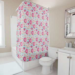 Doughnuts Macarons And Cupcake Pattern In Watercol Shower Curtain