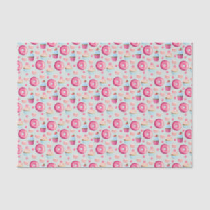 Doughnuts Macarons And Cupcake Pattern In Watercol Tissue Paper