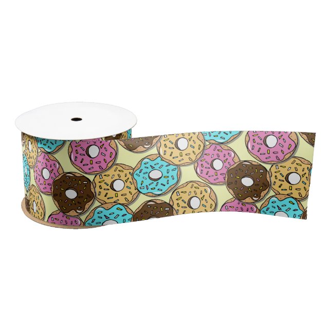 Doughnuts Pattern Kids Birthday Cake Satin Ribbon (Spool)