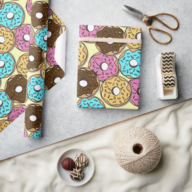 Doughnuts Patterned Birthday Wrapping Paper (Crafts)