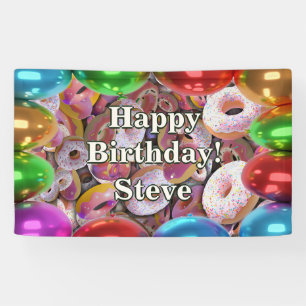 Doughnuts Personalised character birthday banner