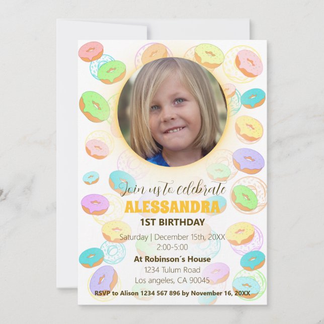 Doughnuts Photo Invitation (Front)