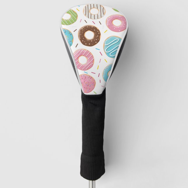 Doughnuts pink blue and bites chocolate pattern golf head cover (Front)