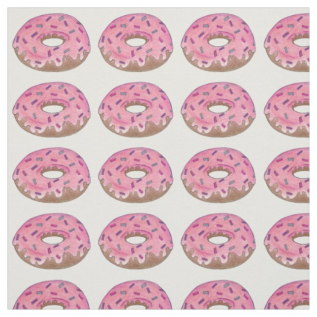 Doughnuts Pink Frosting Doughnut Sprinkles Junk Fo Fabric (Swatch)
