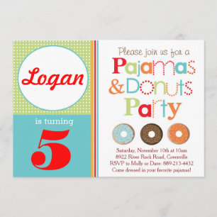 Doughnuts & Pyjamas Party Invitation (Boys)