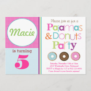 Doughnuts & Pyjamas Party Invitation (Pink)