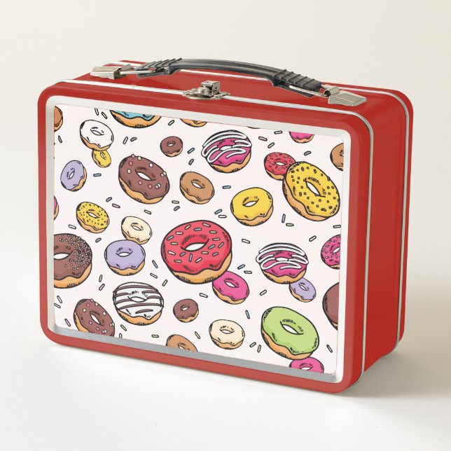 Doughnuts seamless pattern metal lunch box (Front)