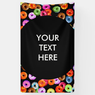 Doughnuts seamless pattern + your backgr. & ideas banner