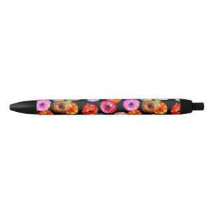 Doughnuts seamless pattern + your backgr. & ideas black ink pen