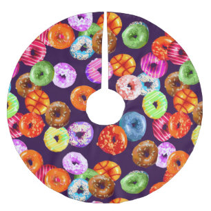 Doughnuts seamless pattern + your backgr. & ideas brushed polyester tree skirt
