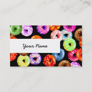Doughnuts seamless pattern + your backgr. & ideas business card