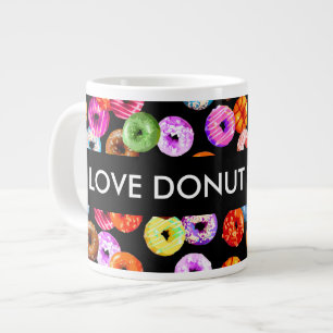 Doughnuts seamless pattern + your backgr. & ideas large coffee mug