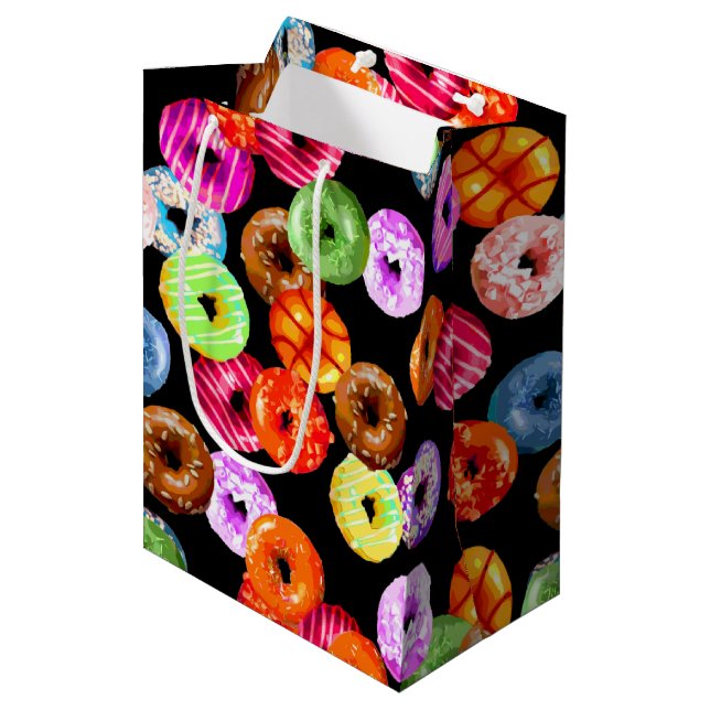 Doughnuts seamless pattern + your backgr. & ideas medium gift bag (Front Angled)