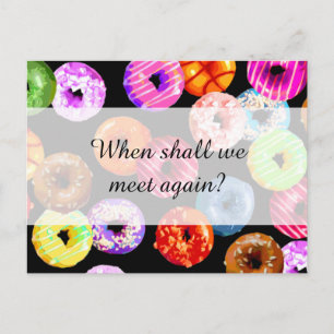 Doughnuts seamless pattern + your backgr. & ideas postcard