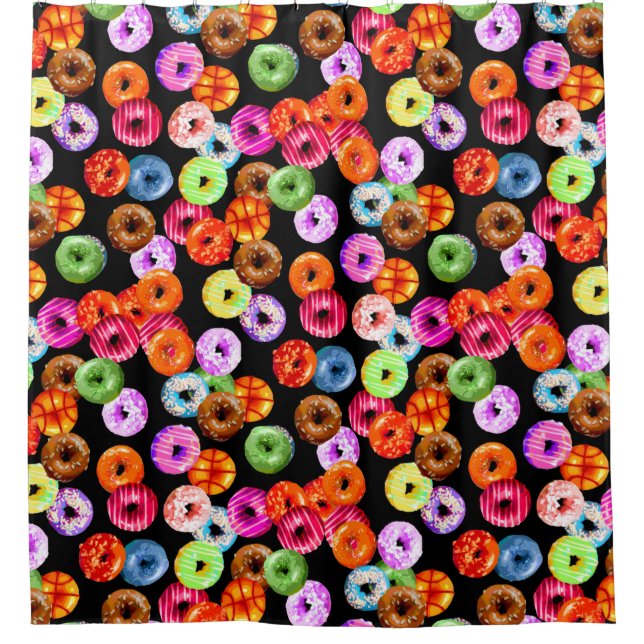 Doughnuts seamless pattern + your backgr. & ideas shower curtain (Front)