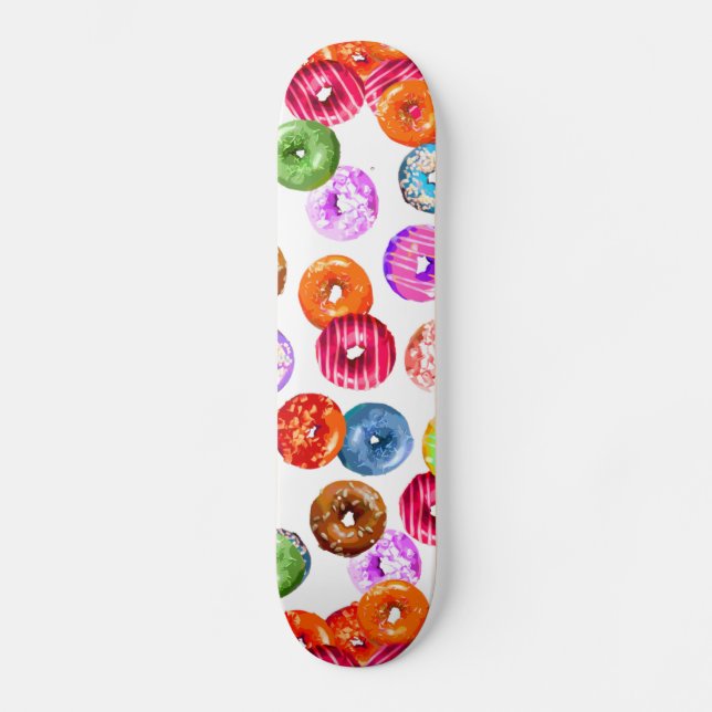 Doughnuts seamless pattern + your backgr. & ideas skateboard (Front)