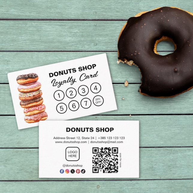 Doughnuts Shop Bakery Cute QR Code Loyalty Card (Creator Uploaded)