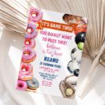 Doughnuts Sports Balls Siblings Joint Birthday Par Invitation<br><div class="desc">EDITABLE Doughnuts Sports Balls Siblings Joint Birthday Party Invitation
Elegant Girl Sister Doughnut Birthday Party,  Boy Sports Balls Birthday Party
Can be used for the birthday of any age invitation.</div>