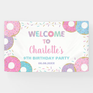 Doughnuts Sprinkles Birthday Baby Shower Backdrop  Banner