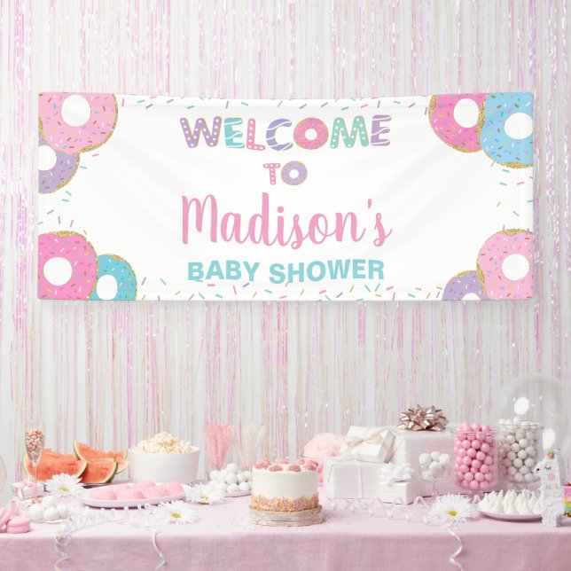 Doughnuts Sprinkles Birthday Baby Shower Backdrop  Banner (Party)