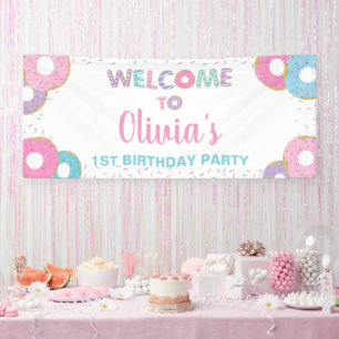 Doughnuts Sprinkles Birthday Baby Shower Backdrop Banner
