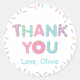 Doughnuts Sprinkles Birthday Baby Shower Thank You Classic Round Sticker