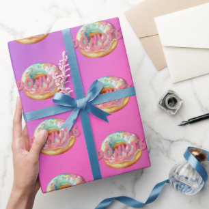 Doughnuts sprinkles watercolor wrapping paper