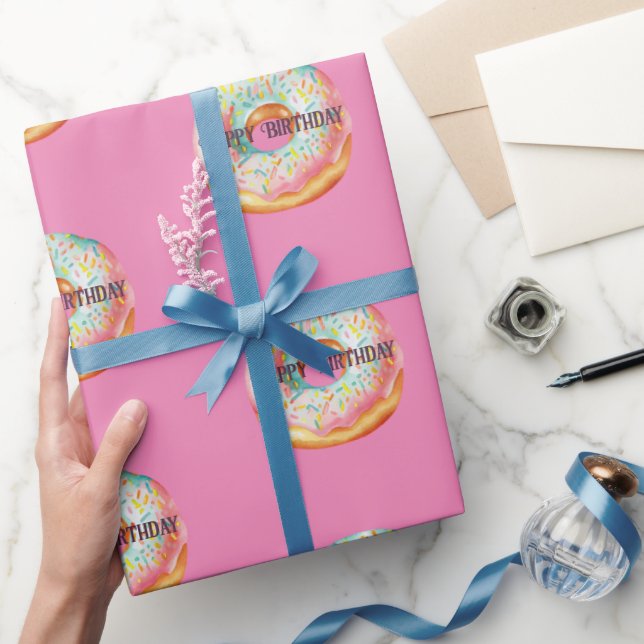 Doughnuts sprinkles watercolor wrapping paper (Gifting)