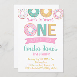 Doughnuts Sweet One First Birthday Invitation