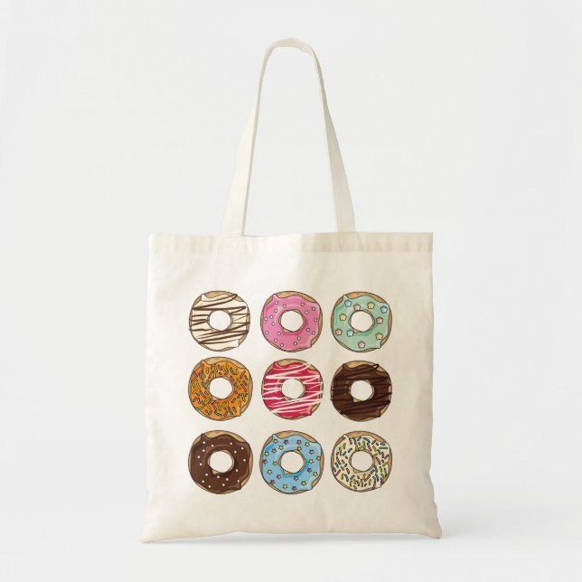 Doughnuts sweets yummy colourful tote bag (Front)